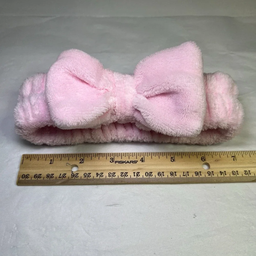 Set Of 3 SPA Headbands‎ Pink Soft Makeup Headband Fleece Bow Face Wash for Women